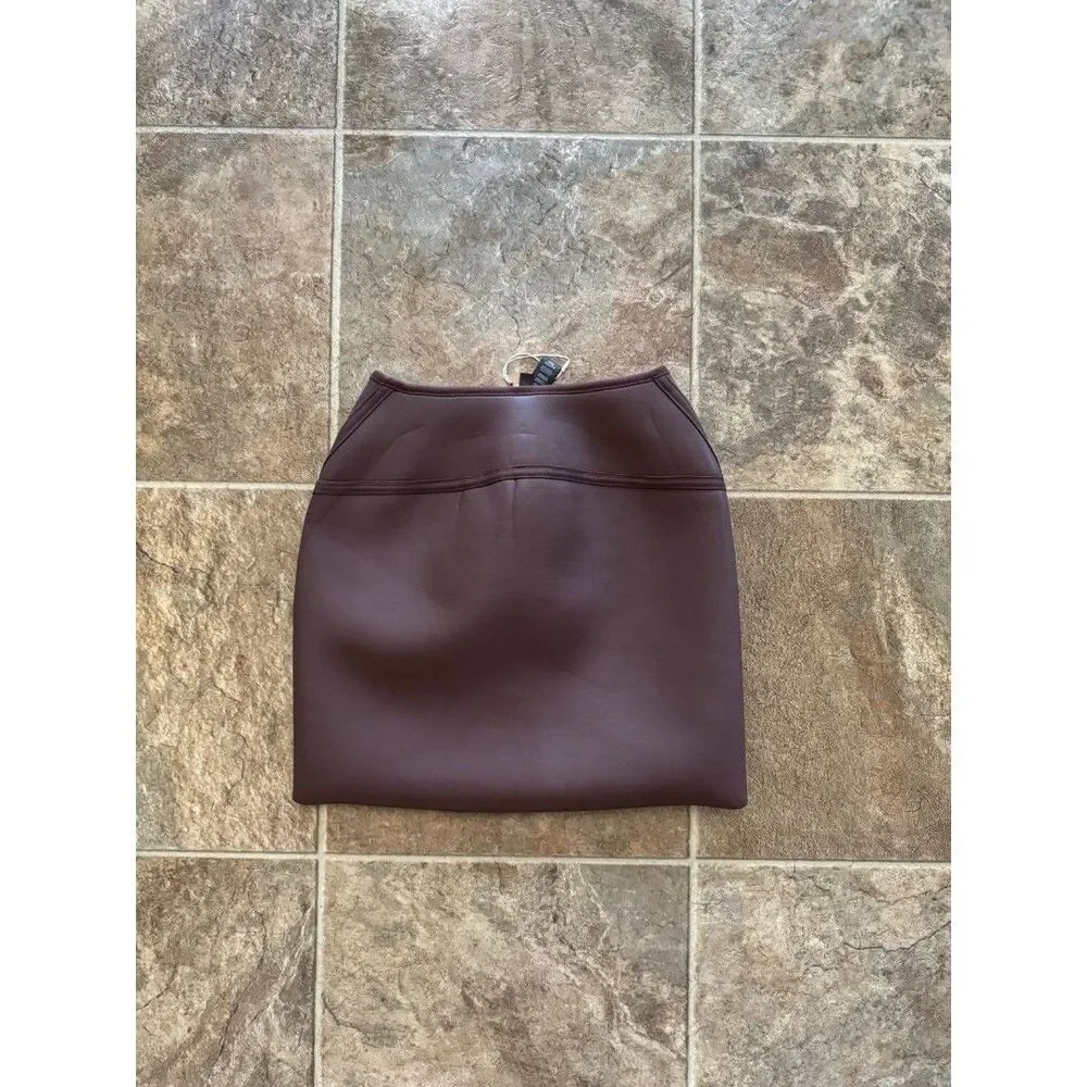 Skims Rubberized Scuba Swim Velcro Mini Skirt Cocoa Size XXS